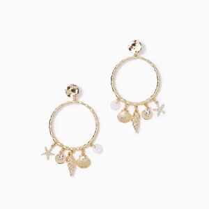 NWT Lilly Pulitzer Gold Hoop Charm Earrings